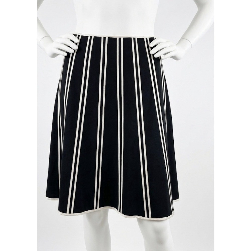 Vintage I.N.C. Striped A-Line Mod Classic Skirt Sz 8 Minimalist 90s Retro Black